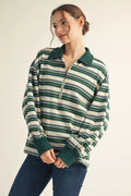 Green Stripe Rugby 1/2 Top