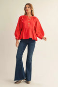 Delilah Puff Sleeve Peplum Blouse