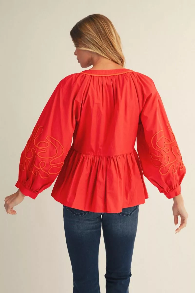 Delilah Puff Sleeve Peplum Blouse