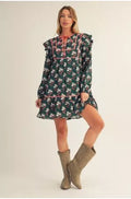 Hunter Green Floral Dress