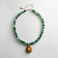 Jamie Semi-Precious Beaded Necklace - Green Jade/Tiger's Eye
