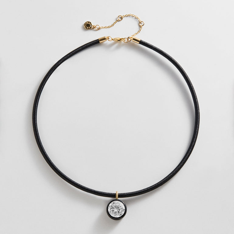 Lindsey Crystal Collar Necklace -  Black