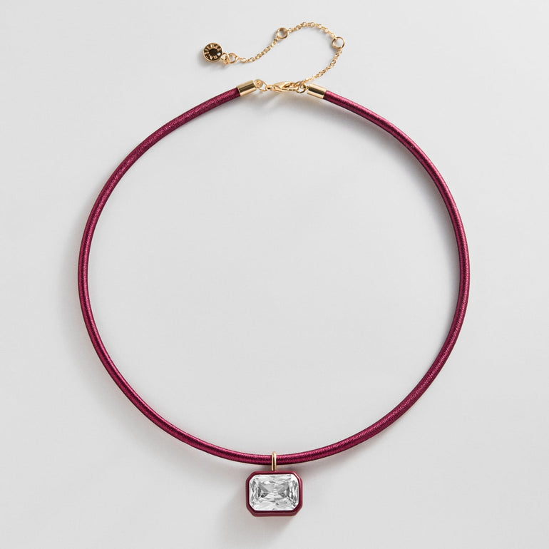 Lindsey Crystal Collar Necklace - Ruby Red