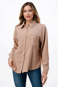 Taupe Button Down Office Shirt
