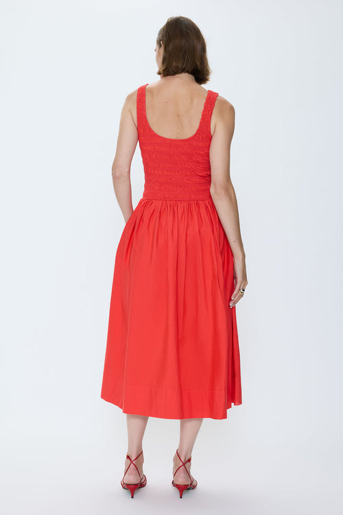 ALESSIA SMOCKED DROP WAIST DRESS - MARASCHINO