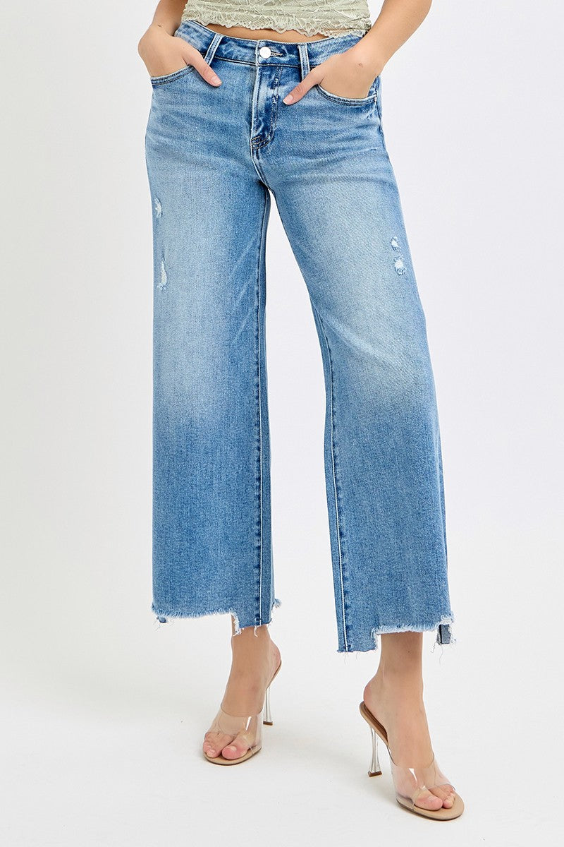 High Rise Crop Wide Jeans