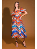 Matilda Puff Sleeve Printed Woven Midi Dress