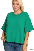 Kelly Green Double Knit Side Slits Hi Low Top