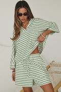 Green and White Stripe Terry Set