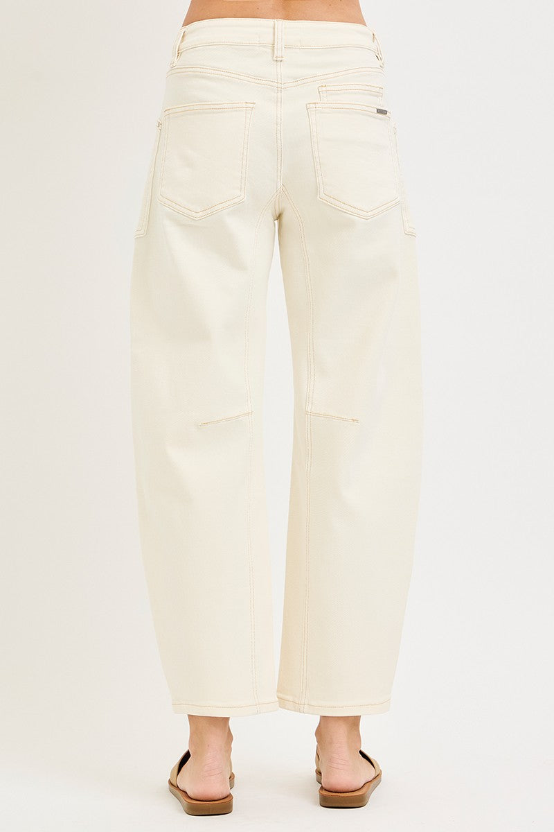 Slouchy Crop Barrel Leg Pants With Eyelet String