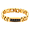 Black Zirconia Wristwatch Chain Bracelet Hypoallergenic Water Resistant