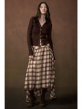 Plaid-Print Chiffon Layered Drop-Waist Maxi Skirt