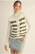 Olive Button Down Stripe Vest