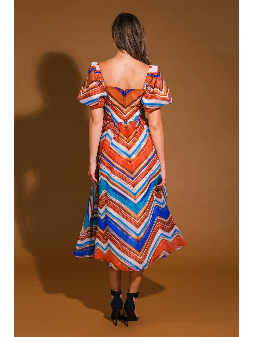 Matilda Puff Sleeve Printed Woven Midi Dress
