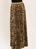 Leopard Woven Pleated Maxi Skirt