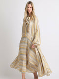 Striped Tie Neck Maxi Dress