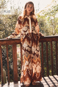 Curvy Retro Printed Wide Leg Pants