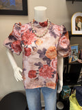 Floral Puff Sleeve High Collar Blouse