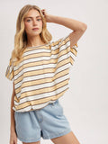 Striped Bubble Hem Knit Top