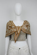 Paisley Knit Triangle Scarf - Mocha