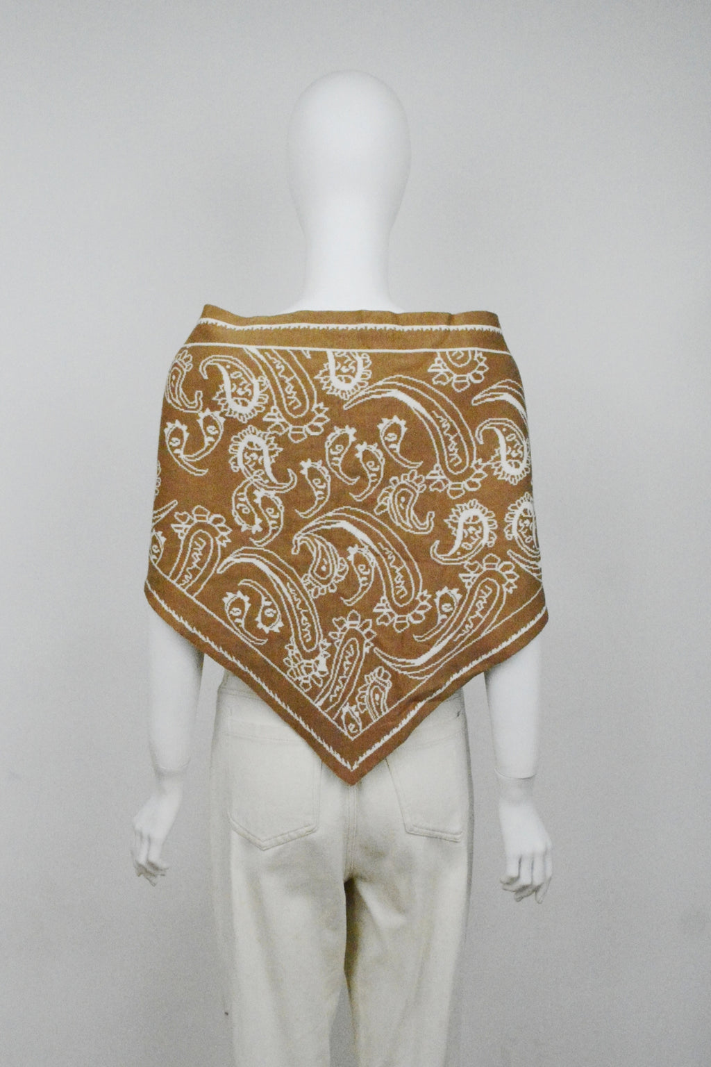 Paisley Knit Triangle Scarf - Mocha