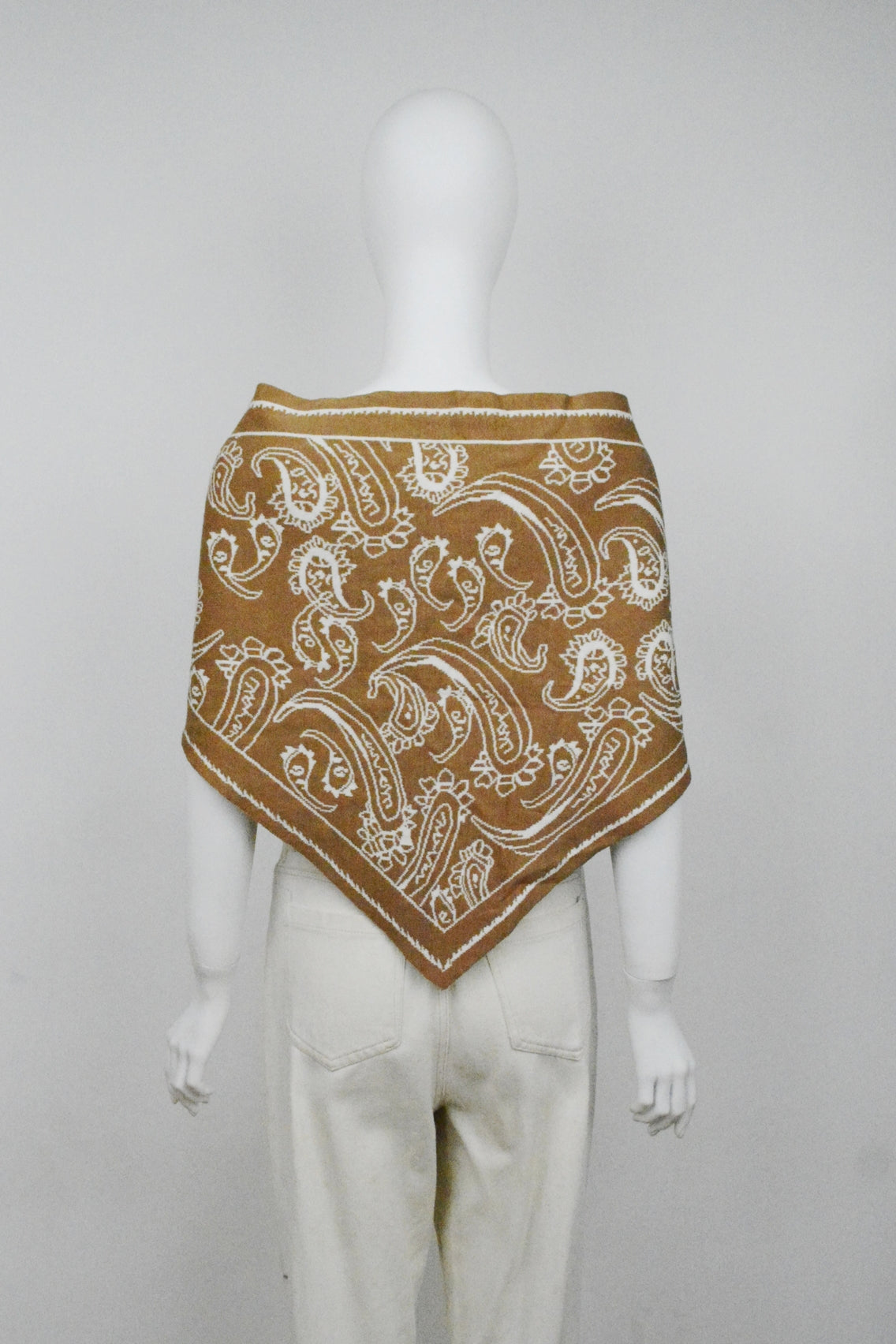 Paisley Knit Triangle Scarf - Mocha