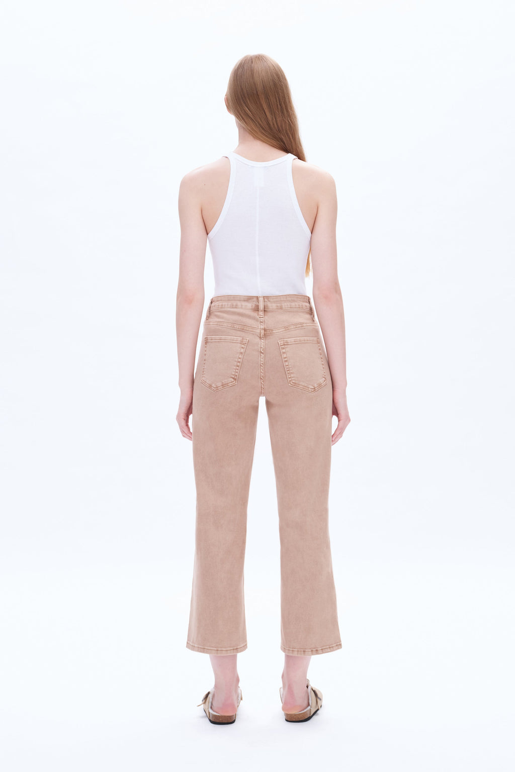 Mid Rise Relaxed Cropped Straight Leg Pants - NOCCIOLA