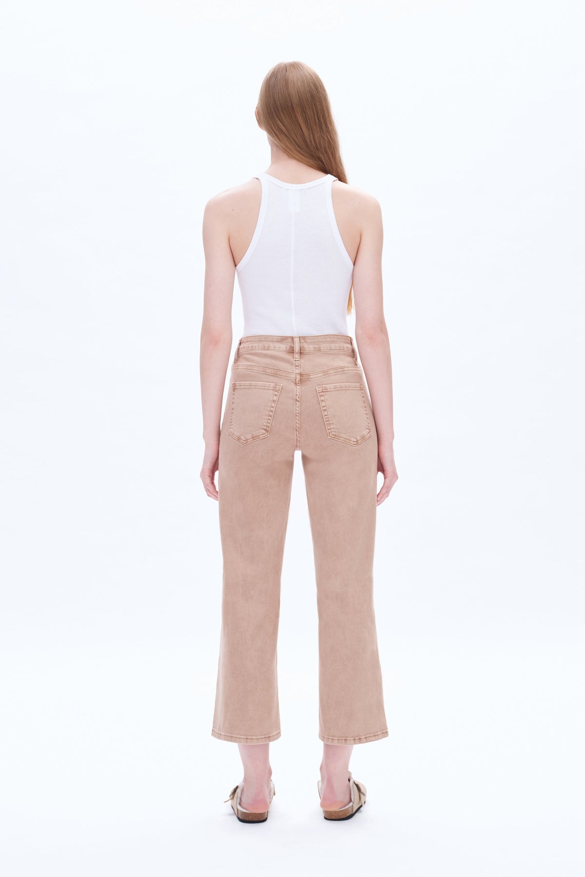 Mid Rise Relaxed Cropped Straight Leg Pants - NOCCIOLA