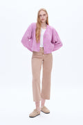 Mid Rise Relaxed Cropped Straight Leg Pants - NOCCIOLA