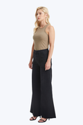 Black Raw Hem Wide Leg Jeans