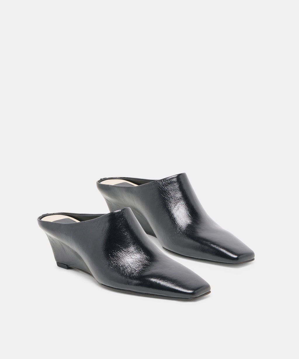 Hilah mules midnight crinkle patent