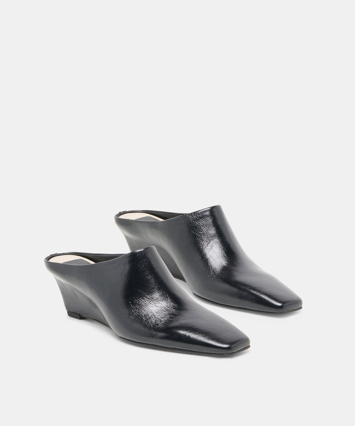 Hilah mules midnight crinkle patent