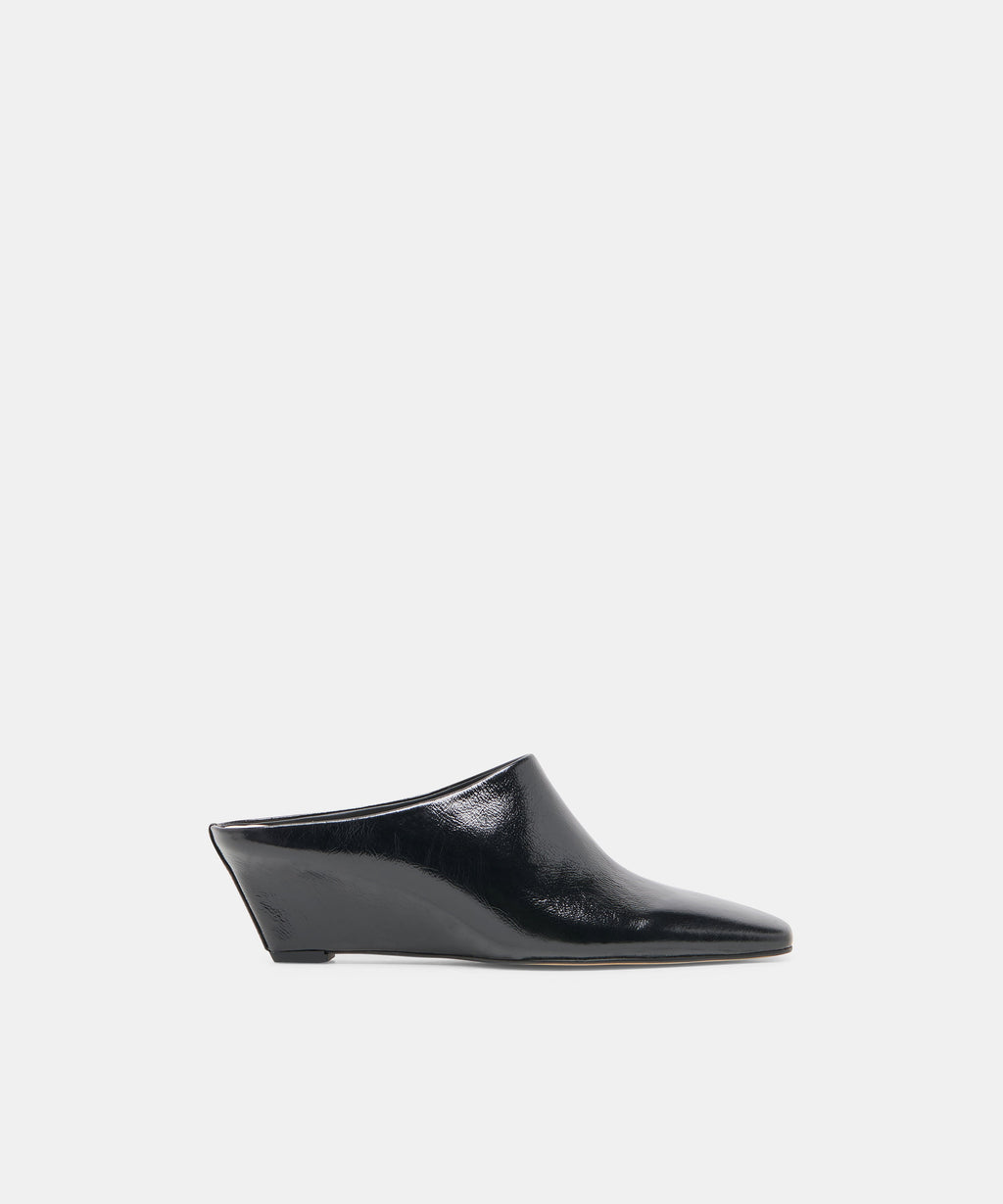 Hilah mules midnight crinkle patent