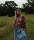 Plaid Poncho with Neck Scarf