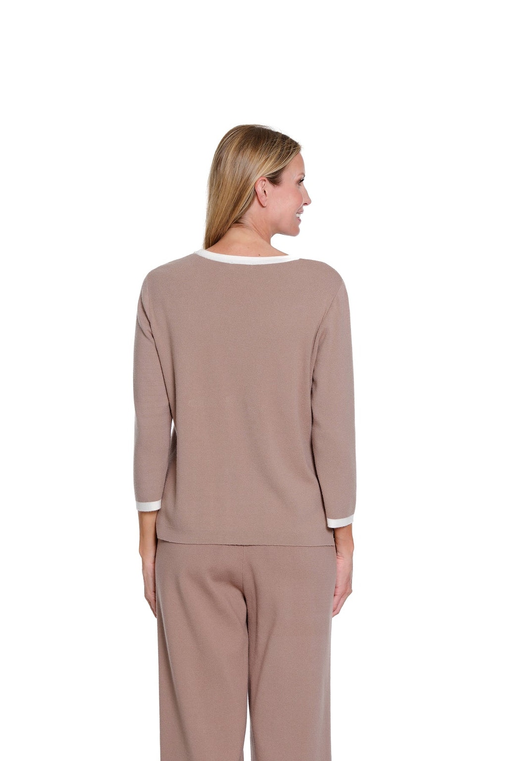 Taupe 3/4 Sleeve Faux Button Jacket