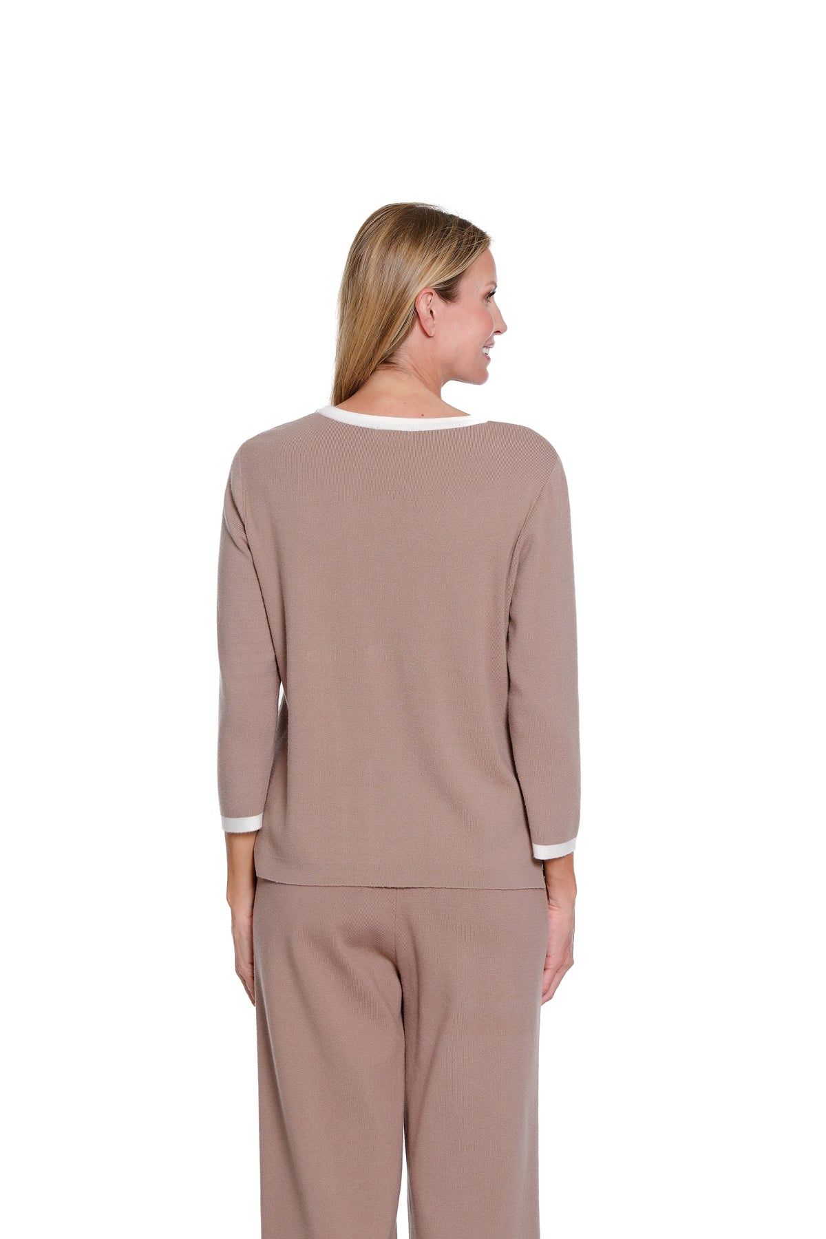 Taupe 3/4 Sleeve Faux Button Jacket