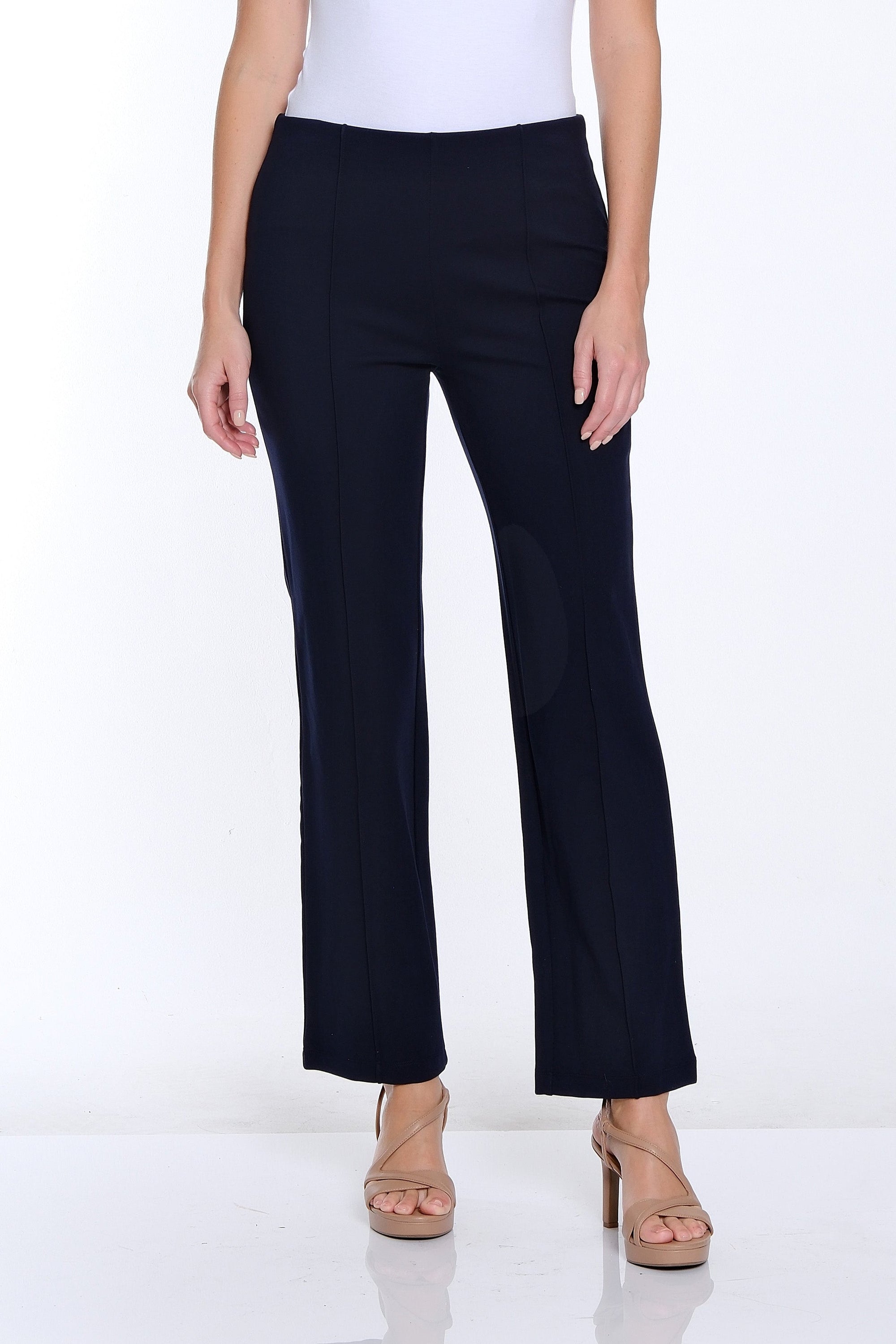 Stretch Ponte Pintuck Flare Leg Pant - Midnight