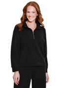 BLACK ZIP MOCK NECK RAGLAN TOP
