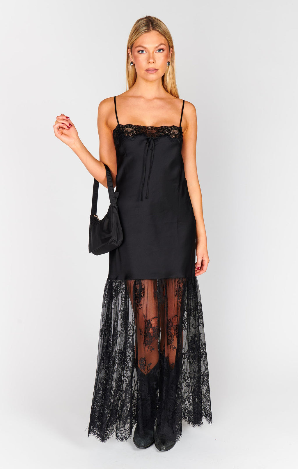 Celine Dress in Satin Black