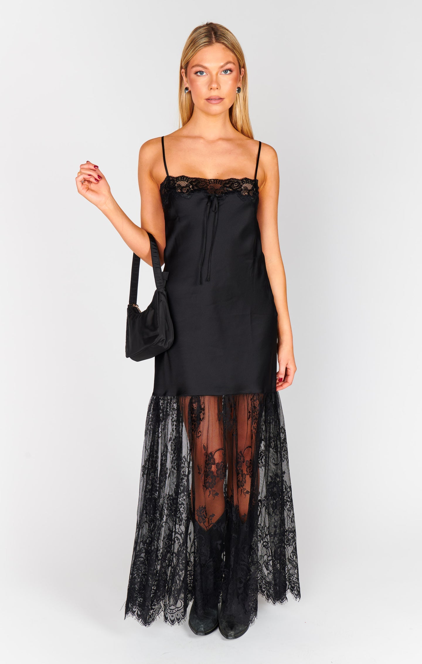 Celine Dress in Satin Black