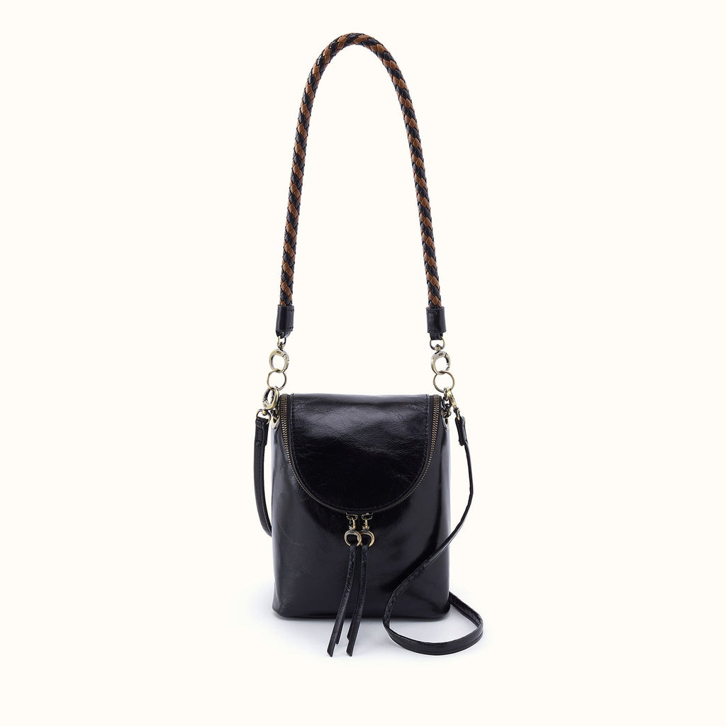 Fern Duo Crossbody In Polished Leather - Black