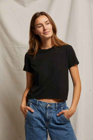Springsteen ringspun cotton tee in Black
