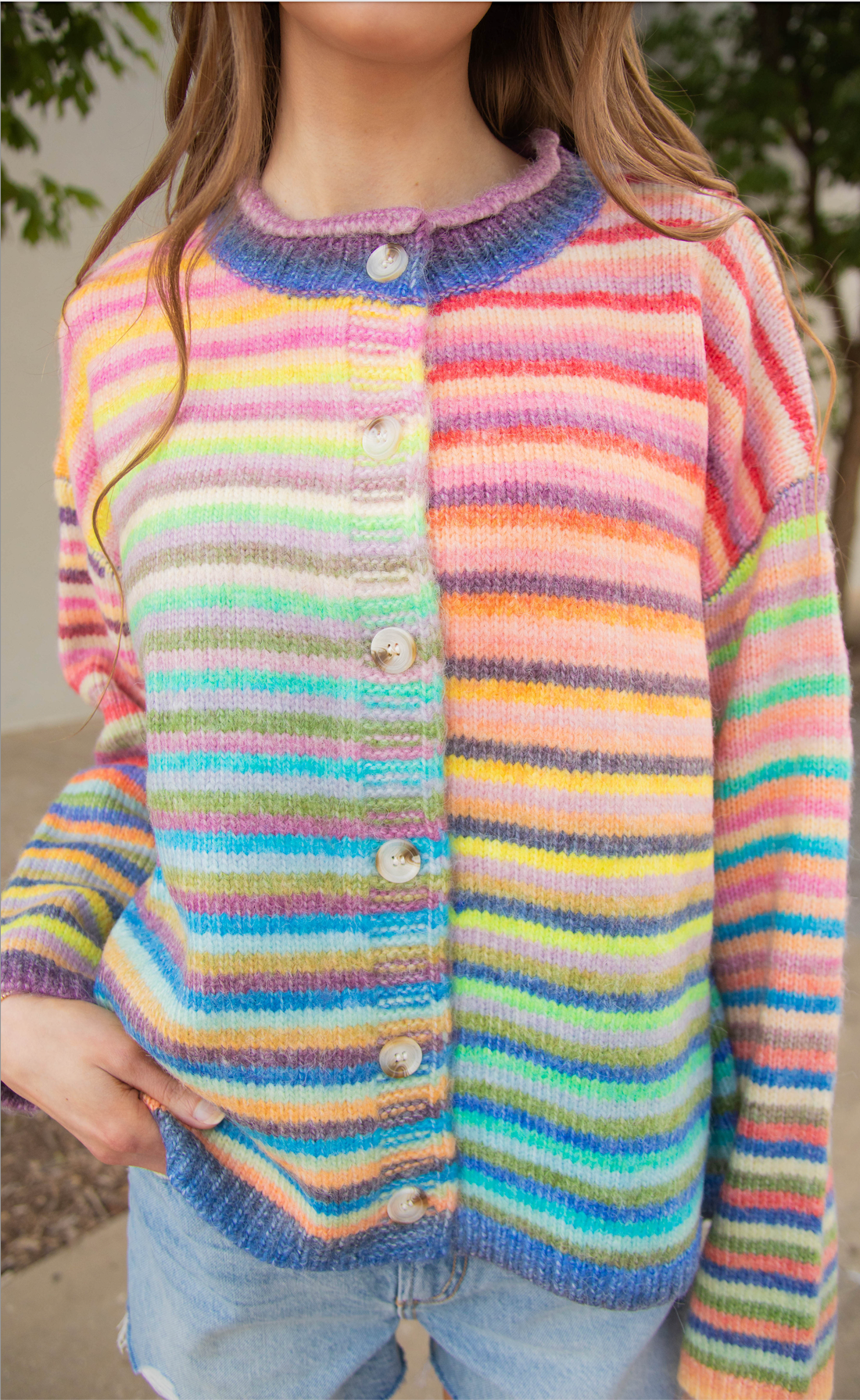 IN THE CLOUDS STRIPED CARDIGAN - SKY PURPLE