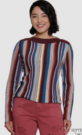 Multi-color striped boatneck sweater