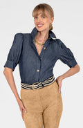 Puff Sleeve Top - Chambray