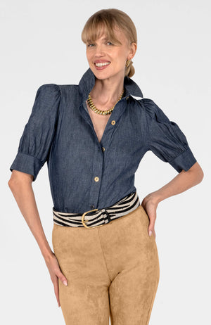 Puff Sleeve Top - Chambray