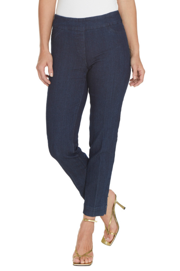 Pull-On Denim Ankle Jeans with Back Pockets