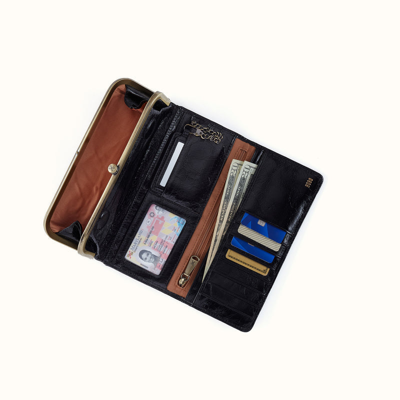 Rachel Continental Wallet - Polished Leather | Black