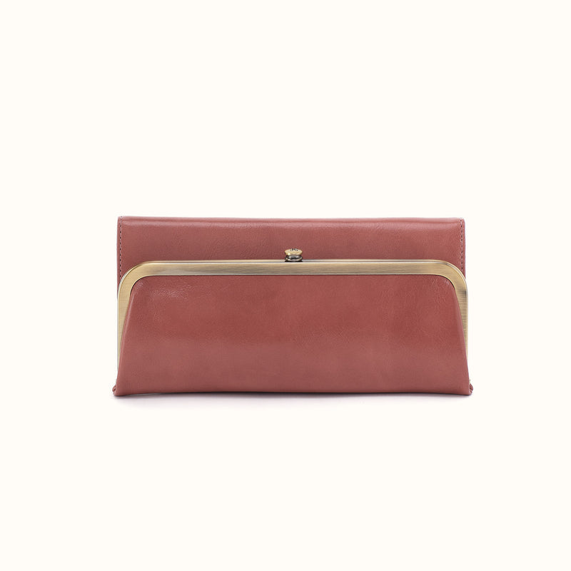 Rachel Continental Wallet In Polished Leather - Rosewood