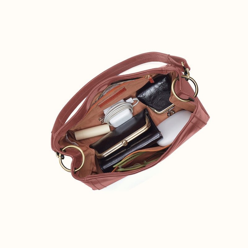 Seneca Shoulder Crossbody - Polished Leather | Rosewood